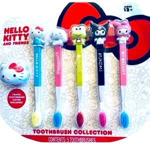 Sanrio Hello Kitty & Friends Toothbrush Collection 5 Count Travel Cover NEW